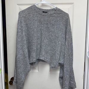 Cropped wide sleeve super soft gray sweater